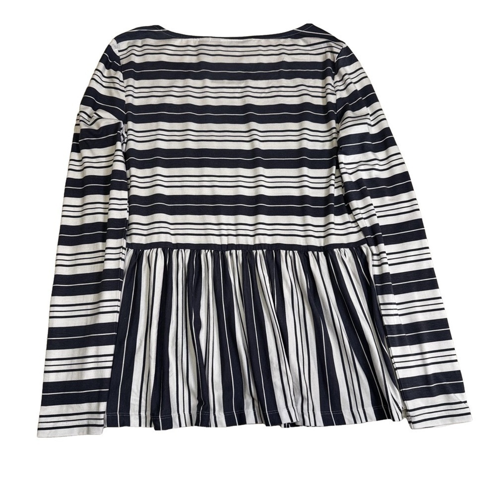 Du Jour Striped Peplum Top Size XS Navy Blue and White Has some Stretch NWOT - Picture 4 of 12